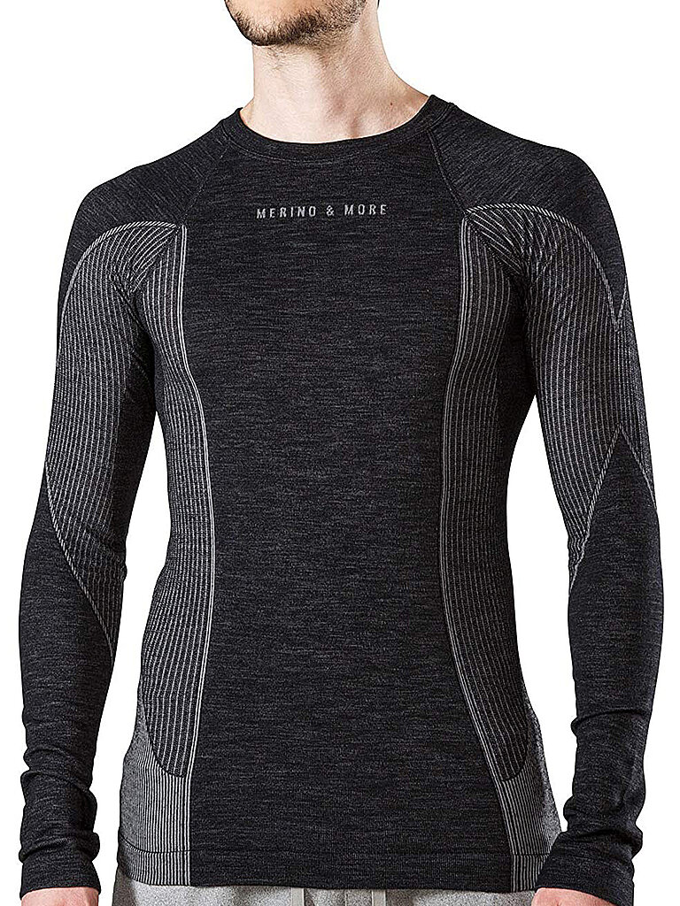 MERINO & MORE Herren Funktionsshirt Longsleeve schwarz | S